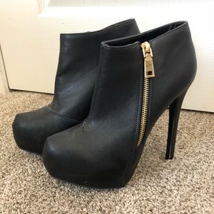 Black Leather Ankle boot Heels